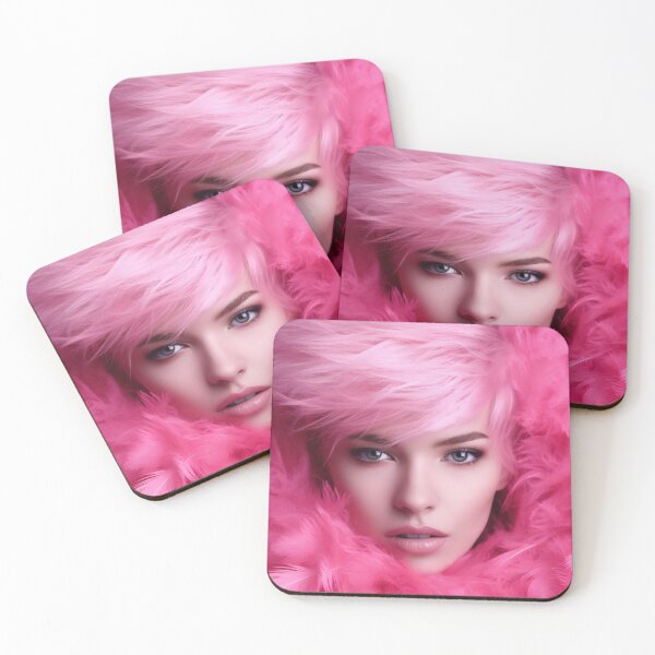 Item preview, Close up fashion studio photo of an elegant woman in pink feathers designed and sold by anytka.