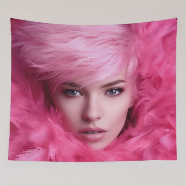 Item preview, Close up fashion studio photo of an elegant woman in pink feathers designed and sold by anytka.