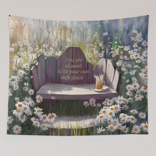 Item preview, You Are Allowed To Be Your Own Safe Place, Self Care Daisy Quote Art designed and sold by MoMidoStore.