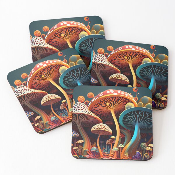 Item preview, Magic mushrooms. Psychedelic hallucination. Vibrant illustration. 60s 70s hippie colorful art designed and sold by anytka.