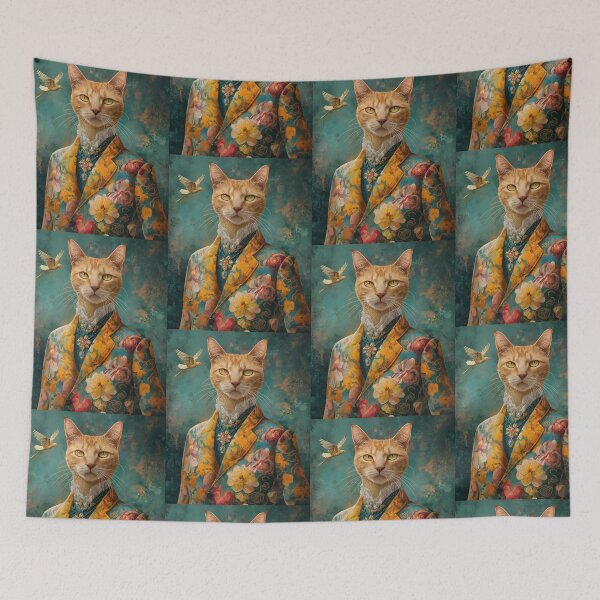 Item preview, Mr.Cat in floral suit  designed and sold by BroccolinPeach.