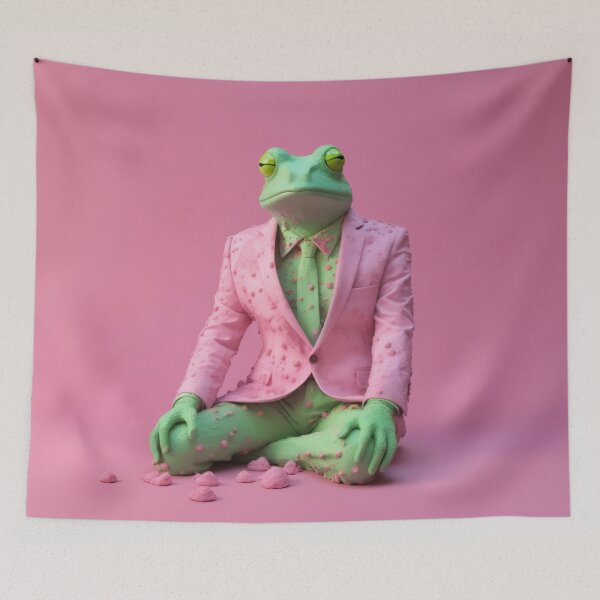 Item preview, Frog in a pink dotted jacket and tie. Dressed and sitting like a businessman designed and sold by anytka.
