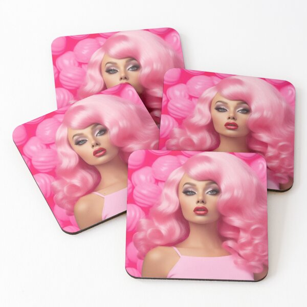 Item preview, Emotion pink wig woman. Wide open mouth. Pink lips makeup designed and sold by anytka.