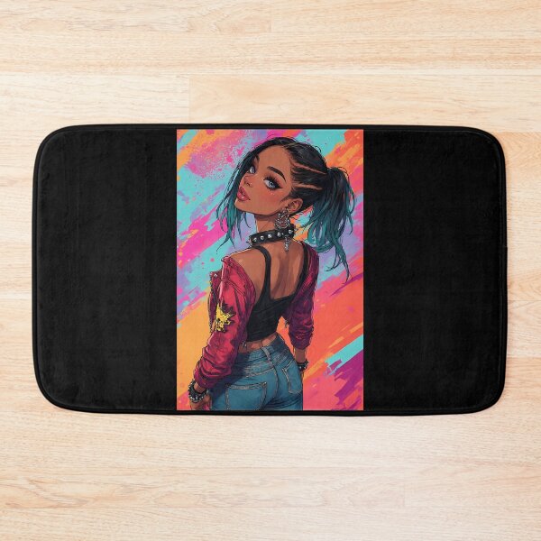 Item preview, A stylish young woman with teal hair, wearing a red jacket and denim jeans designed and sold by Innercosmic.