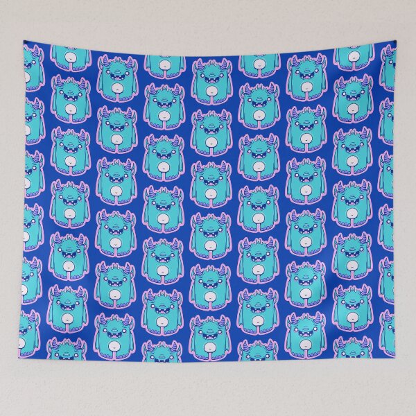 Item preview, happy little blue monster  designed and sold by crestfallenmermaid.