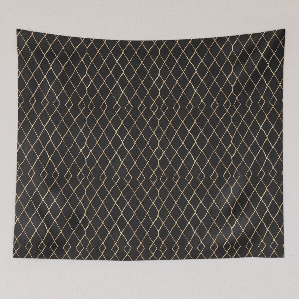 Item preview, Rustic Gold Diamond Pattern Black Grid Art designed and sold by NSB-Design.