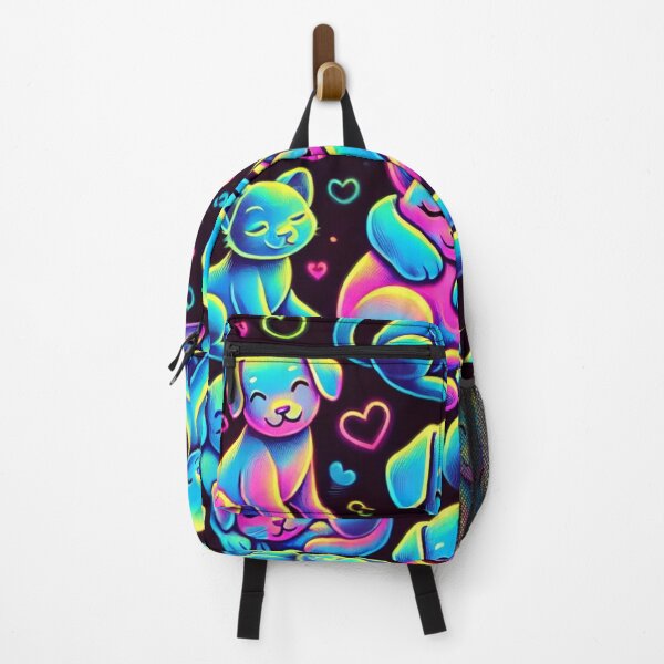 Item preview, Cute neon dogs and cats with colorful hearts designed and sold by AmigosFurEver.