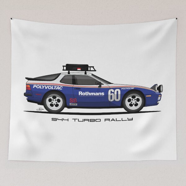 Item preview, Porsche 944 turbo retro Rally Race Car Illustration designed and sold by blackdogshop.