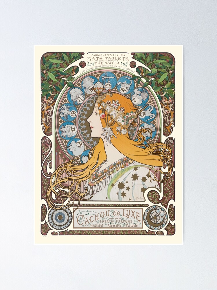 "HD. Zodiac (First version), by Alphonse Mucha (1896) HIGH DEFINITION