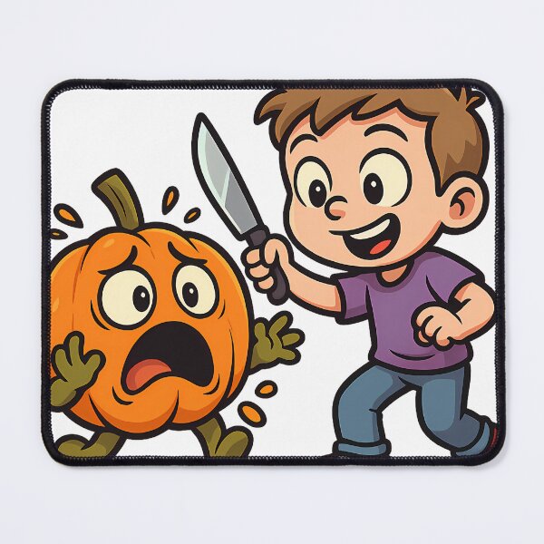Item preview, Child carving a scared pumpkin designed and sold by Witan Ink.