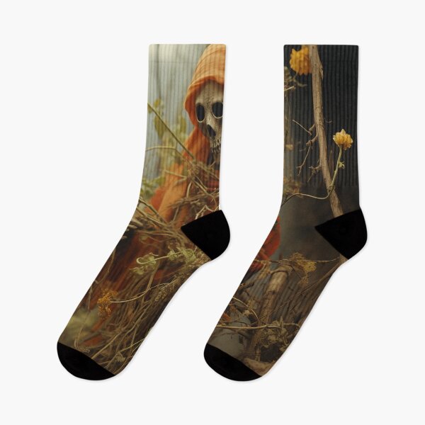 Item preview, Skeleton in Orange Shroud – Gothic Nature Symbolism designed and sold by landletsy.