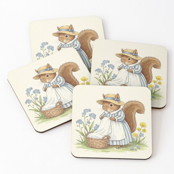 Item preview, Laundry Day Squirrel – Whimsical Woodland Illustration designed and sold by Pasteltone.