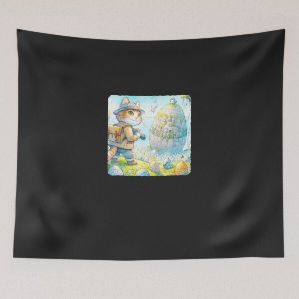 Item preview, Cat-Adventurer-Explores-Mysterious-Egg-Island.-Easter-Travel designed and sold by nadelqljoe.