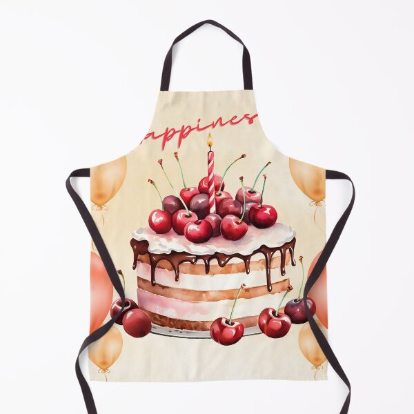 Item preview, Happiness Birthday Cherry Cake with Balloons designed and sold by ShumLab.