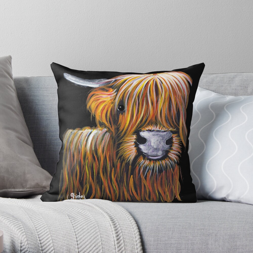 highland cow throw pillow