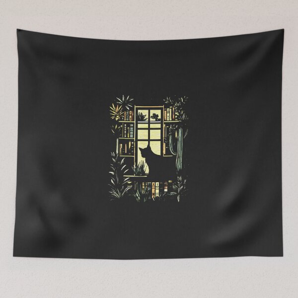 Item preview, Cat-Aesthetic-Book-Library-Vintage-Cactus designed and sold by nadelqljoe.