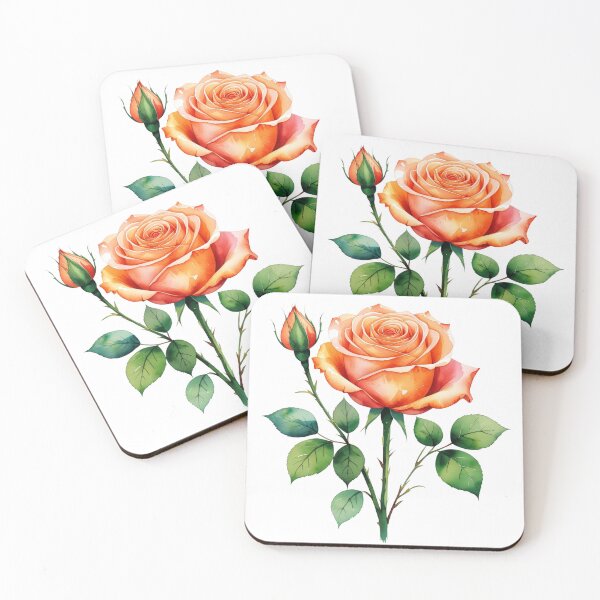 Item preview, Orange Rose – Peach Floral Botanical Illustration designed and sold by mythasia.