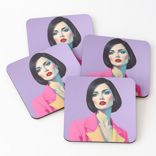 Item preview, Fashionable pop art portrait | Elegant woman in pink and yellow designed and sold by Working-Woman.