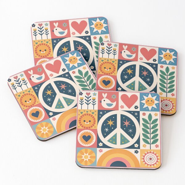 Item preview, Peace & Love Folk Art Pattern  designed and sold by asliberry.