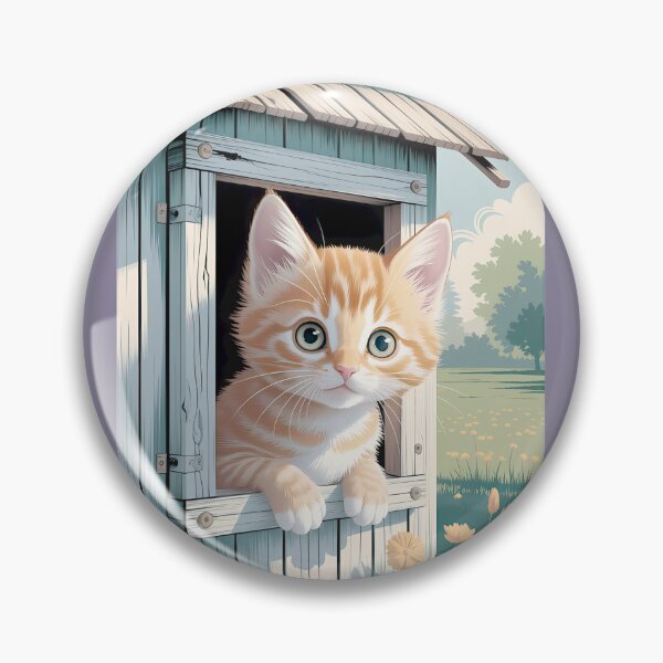 Item preview, Ginger Kitten Peeking from a Wooden Coop designed and sold by LeeRCROver.