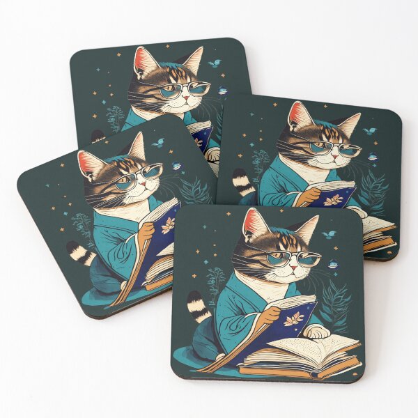 Item preview, Scholar Cat Reading Books designed and sold by All About DigiCraft by Fedelina.