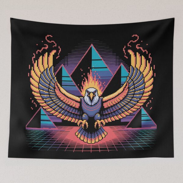Item preview, 80s Synthwave Phoenix Eagle Retro Pyramid designed and sold by lalasine.story.