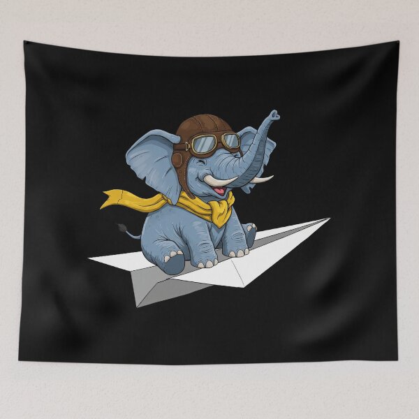 Item preview, Flying Elephant on Paper Airplane designed and sold by TeeARTHY.