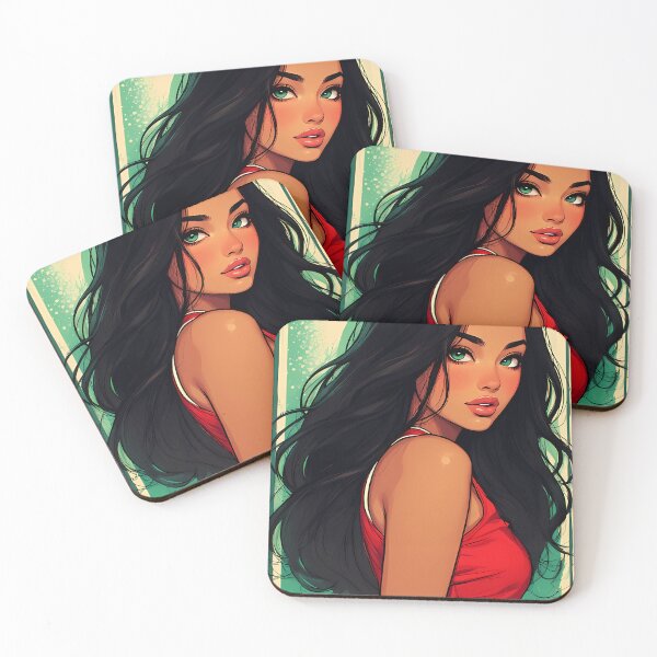 Item preview, A young woman with long, flowing black hair wears a red sleeveless top designed and sold by Innercosmic.
