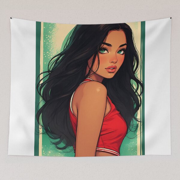 Item preview, A young woman with long, flowing black hair wears a red sleeveless top designed and sold by Innercosmic.