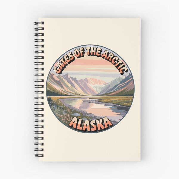 Item preview, Gates of the Arctic Retro Sunset Badge Alaska National Park Sticker designed and sold by Horizon Tales.
