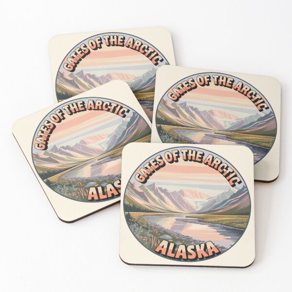 Item preview, Gates of the Arctic Retro Sunset Badge Alaska National Park Sticker designed and sold by Horizon Tales.
