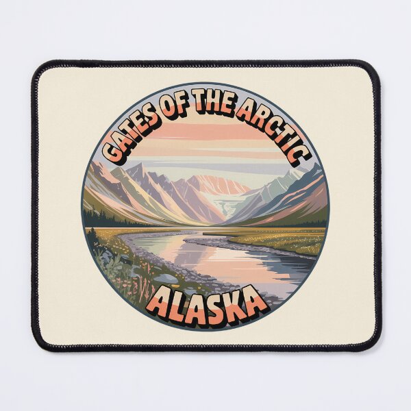 Item preview, Gates of the Arctic Retro Sunset Badge Alaska National Park Sticker designed and sold by Horizon Tales.