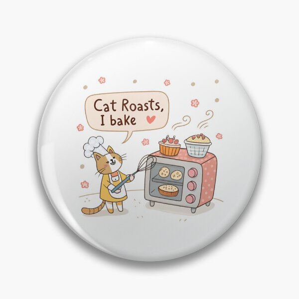 Item preview, Funny Baking Cat Design – “Cat Roasts, I Bake” Cute Pastel Doodle Illustration designed and sold by VividOrganica.