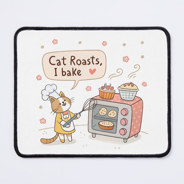 Item preview, Funny Baking Cat Design – “Cat Roasts, I Bake” Cute Pastel Doodle Illustration designed and sold by VividOrganica.