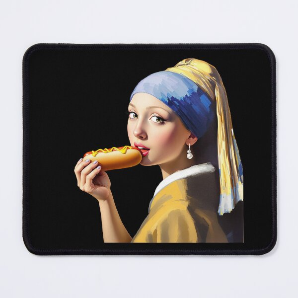 Item preview, Girl with a Pearl Earring Eating Hot Dog designed and sold by TeeARTHY.