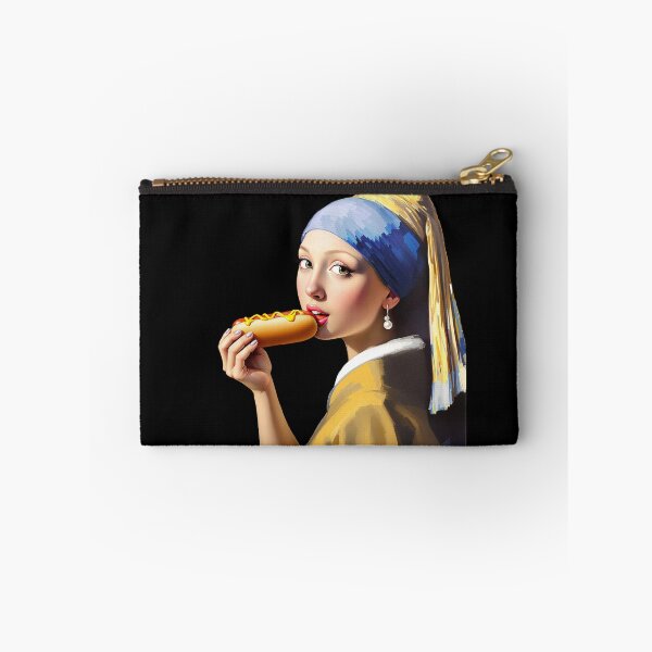 Item preview, Girl with a Pearl Earring Eating Hot Dog   designed and sold by TeeARTHY.