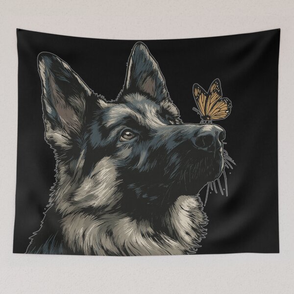 Item preview, German Shepherd and butterfly designed and sold by drizzd.