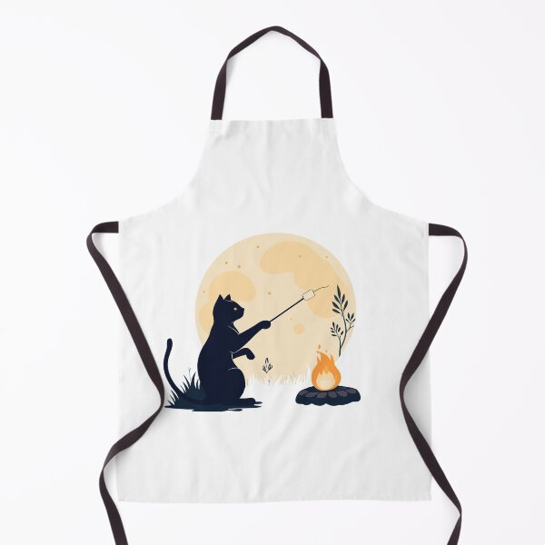 Item preview, Minimalist Cat Silhouette – Roasting Marshmallow Under Moonlight, Glowing Campfire Vector Design designed and sold by VividOrganica.