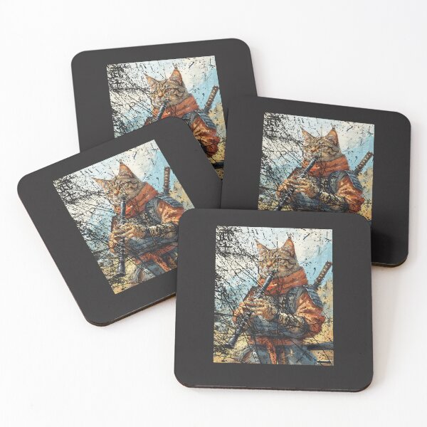 Item preview, Cat-And-Clarinet-Warrior-Ukiyo-Ink-Artwork-Cat-Samurai-(1) designed and sold by broxohnase.