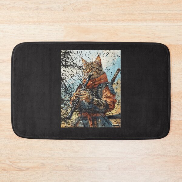 Item preview, Cat-And-Clarinet-Warrior-Ukiyo-Ink-Artwork-Cat-Samurai-(1) designed and sold by broxohnase.