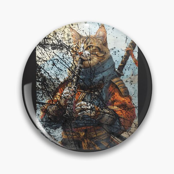 Item preview, Cat-And-Clarinet-Warrior-Ukiyo-Ink-Artwork-Cat-Samurai-(2) designed and sold by broxohnase.