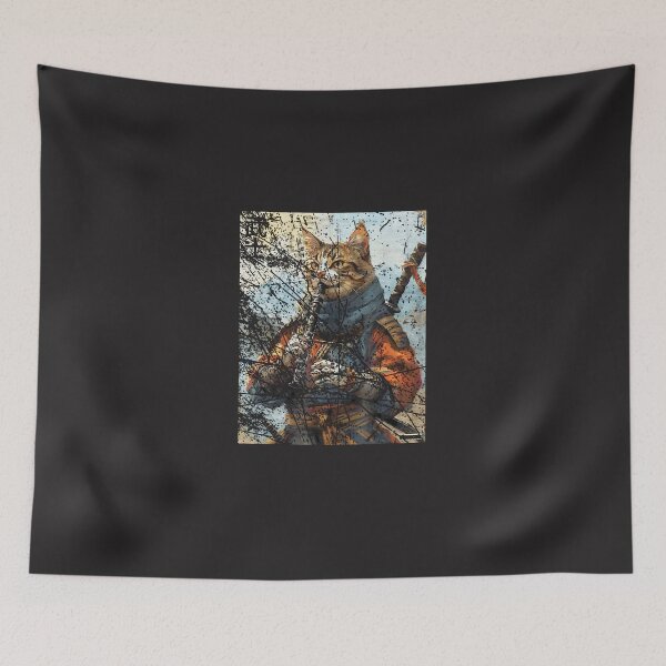 Item preview, Cat-And-Clarinet-Warrior-Ukiyo-Ink-Artwork-Cat-Samurai-(2) designed and sold by broxohnase.