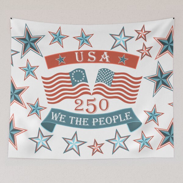 Item preview, America 250 Crossed Flags USA Patriotic Semi Quincentennial Birthday designed and sold by theartofvikki.