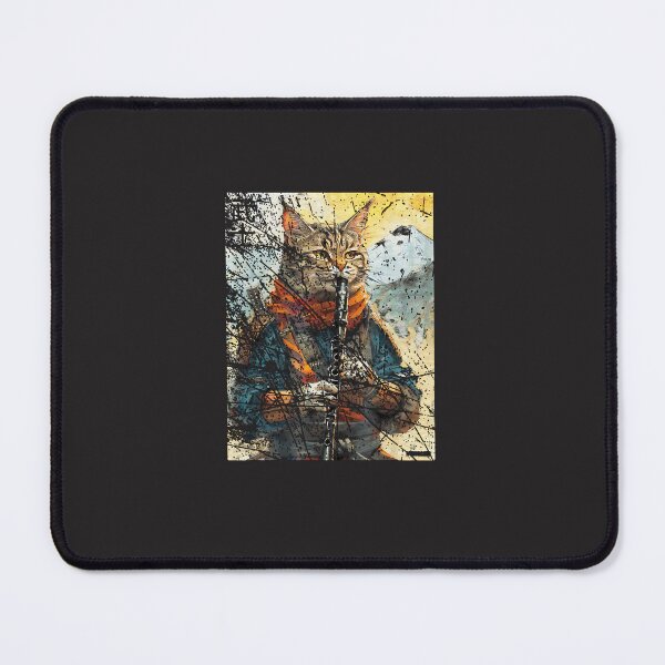 Item preview, Cat-And-Clarinet-Warrior-Ukiyo-Ink-Artwork-Cat-Samurai designed and sold by broxohnase.