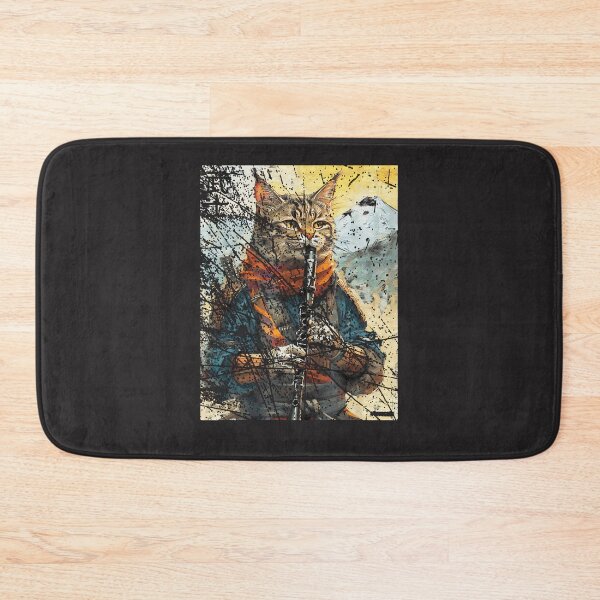 Item preview, Cat-And-Clarinet-Warrior-Ukiyo-Ink-Artwork-Cat-Samurai designed and sold by broxohnase.