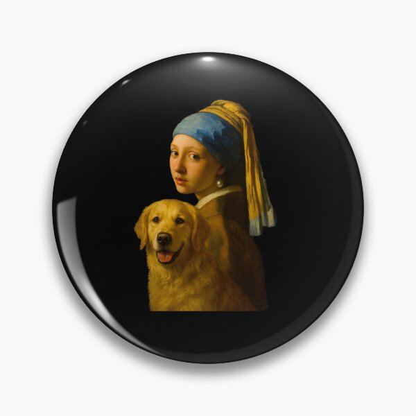 Item preview, Golden Retriever Parody of Girl with a Pearl Earring designed and sold by TeeARTHY.