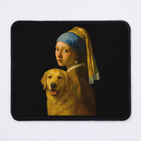 Item preview, Golden Retriever Parody of Girl with a Pearl Earring designed and sold by TeeARTHY.