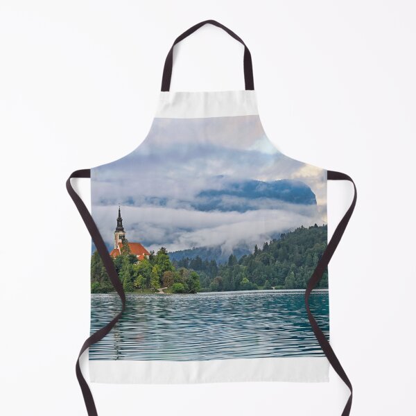 Item preview, Pilgrimage Church of the Assumption of Maria in the morning,clouds over mountains landscape,Lake Bled, Slovenia designed and sold by goceris.