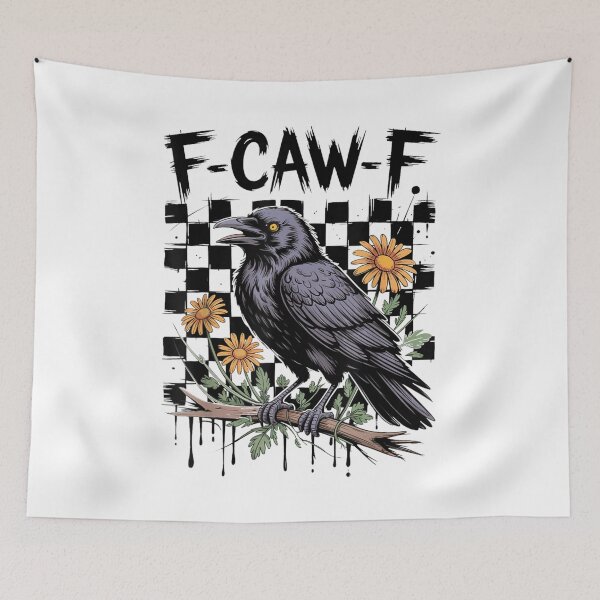 Item preview, Cuervo Negro Flowral, F-Caw-F Divertido Pájaro Negro FCAWF Luna Gótico Humor Adulto designed and sold by ivotee.