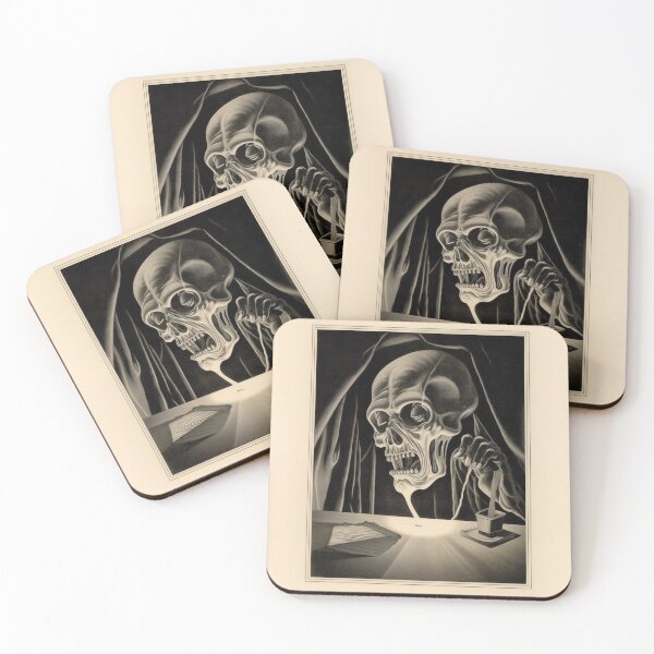 Item preview, Death at the Writing Desk – Gothic Skeleton Artwork designed and sold by landletsy.